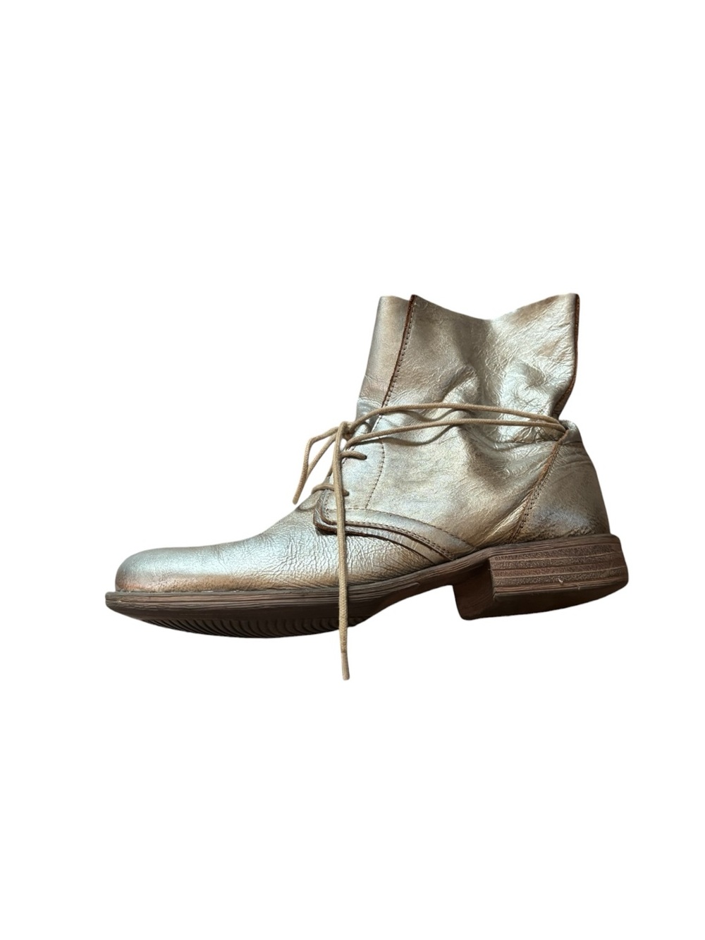 Miz Mooz Lolly Gold Distressed Boot size 8.5 cowgirl western festival lace up